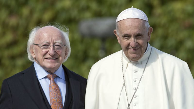 &nbsp;Pope Francis with President Michael D Higgins in Dublin. Picture by Press Association