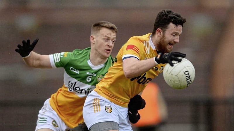Antrim came up short against Offaly at Corrigan Park last Sunday, and boss Andy McEntee will be hoping for an improved performance in Newry tonight. Picture by Mark Marlow 
