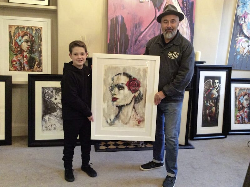 Kasper was given a painting by artist Terry Bradley as part of his paperclip swap challenge 