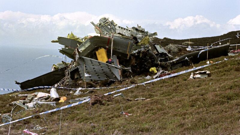 The wreckage of the Chinook helicopter that crashed on the Mull of Kintyre in 1994. Picture by Chris Bacon/PA 