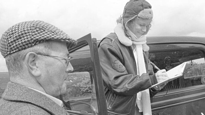 Amelia Earhart spent time talking to local people and signing autographs after landing her plane at Gallagher&#39;s Field on the northern outskirts of Derry in May 1932 
