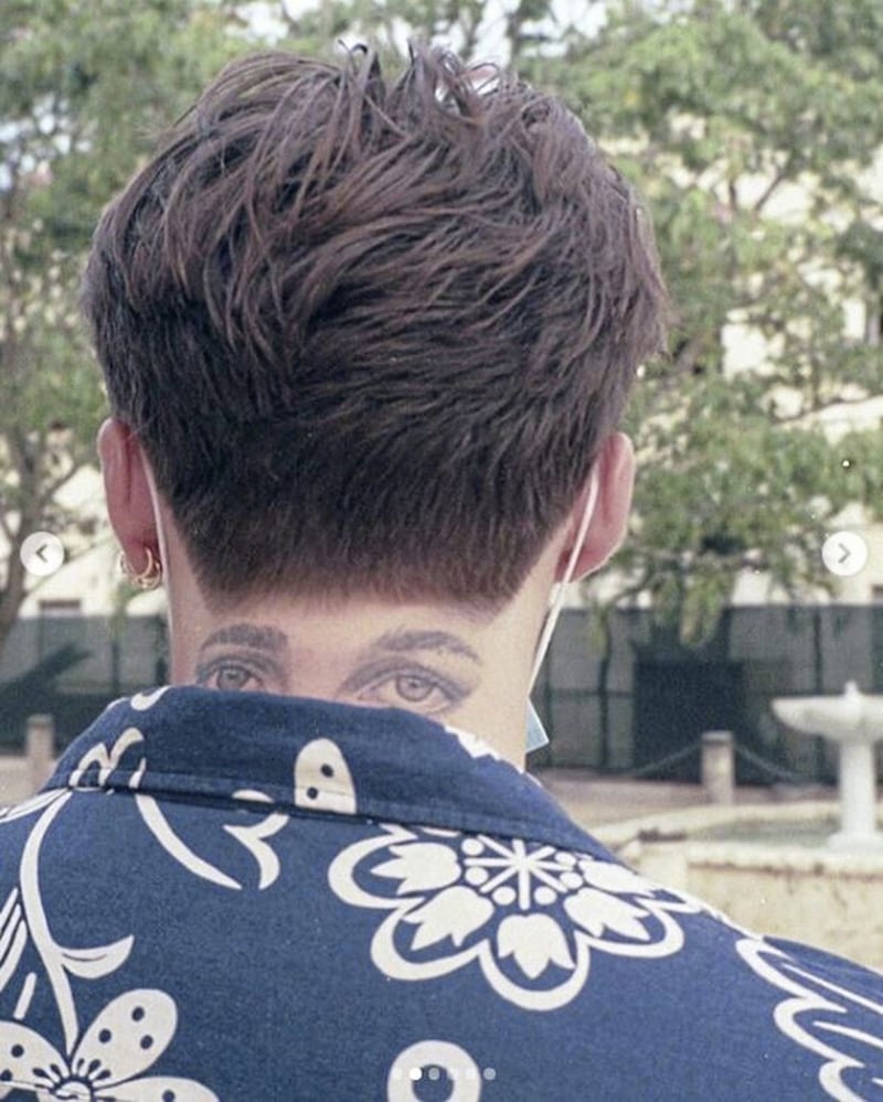&nbsp; Brooklyn Beckham has had his betrothed's eyes inked on to the back of his neck. Reason unknown. Picture from Instagram