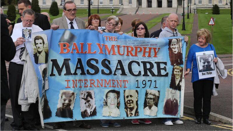 Ballymurphy Massacre protest at Stormont. Picture by Hugh Russell&nbsp;