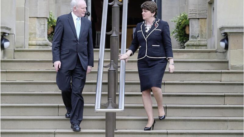 Martin McGuinness, pictured with former First Minister Arlene Foster, changed the face of politics in the north. Picture by Hugh Russell 