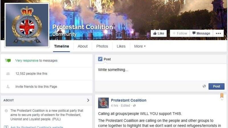 The Protestant Coalition website urging people to protest over refugees 