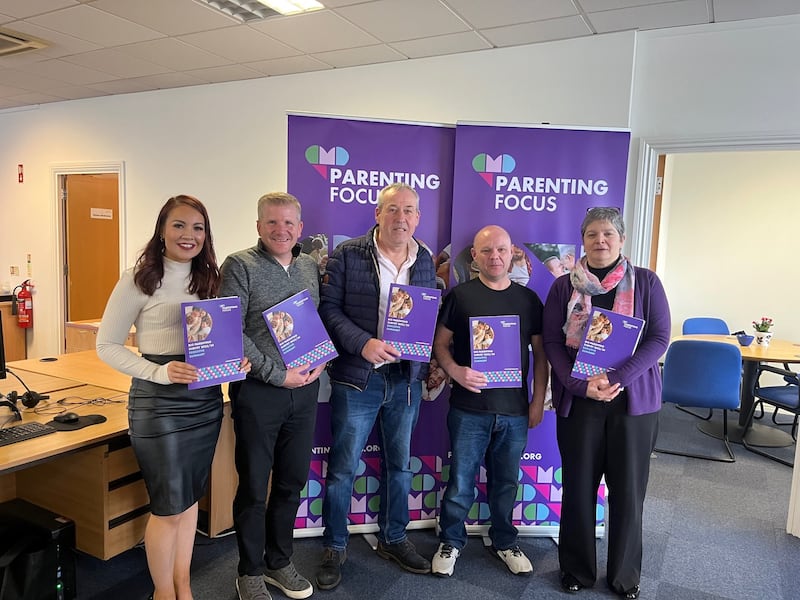 Parenting Focus Senior Participation and Research Officer – Emma Hitchen, NI Children’s and Young People Commissioner Chris Quinn, Parenting Focus dads – Stephen and William, PF Interim CEO – Koulla Yiasouma