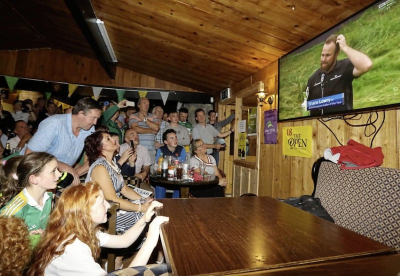 Supporters at Shane Lowry&#39;s home golf club, Esker Hills Golf Club, Tullamore, Co. Offaly, celebrate his victory in The Open Championship 2019 at Royal Portrush Golf Club. PRESS ASSOCIATION Photo. Picture date: Sunday July 21, 2019. See PA story SPORT Golf. Photo credit should read: Lorraine O&#39;Sullivan/PA Wire. 
