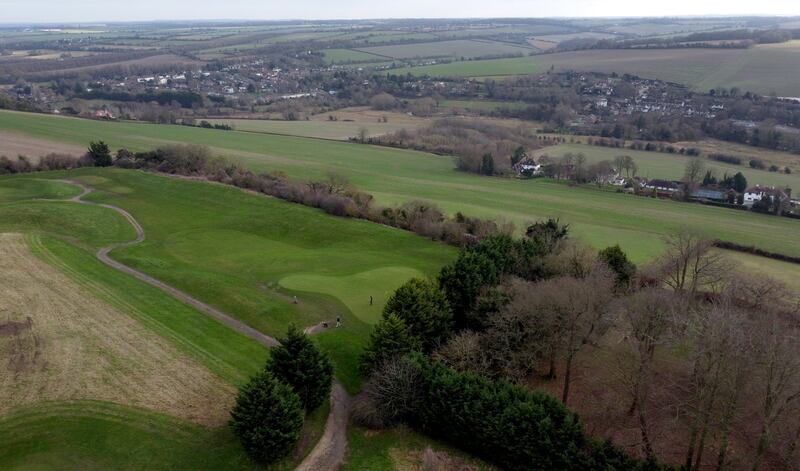 The land in the Darent Valley is partly used as a golf course and driving range