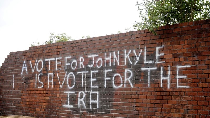 Graffiti on a wall near London Road off the Ravenhill Road in Belfast 