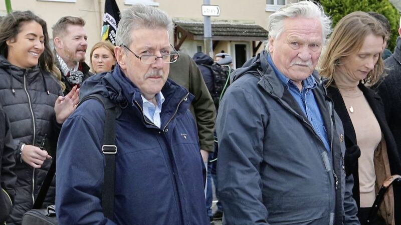 Stephen Travers who survived the Miami Showband masacre took part in yesterday&#39;s annual Bloody Sunday march along with Mickey Bridge who was shot and seriously wounded at the 1972 anti-internment demonstration. PICTURE: Margaret McLaughlin 