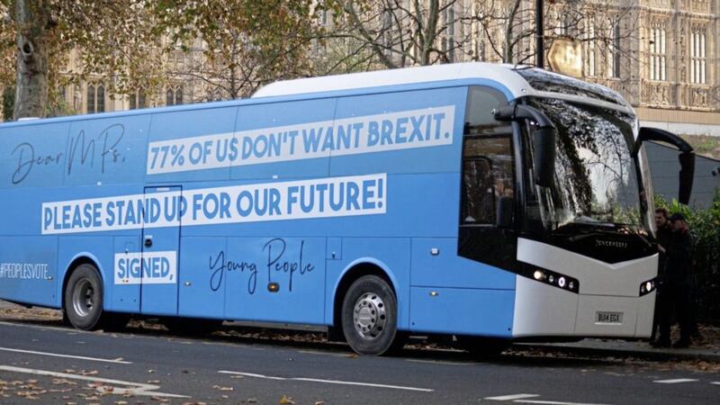 Activists, who are part of Our Future, Our Choice NI, will travel on the People&#39;s Vote bus to Stormont 