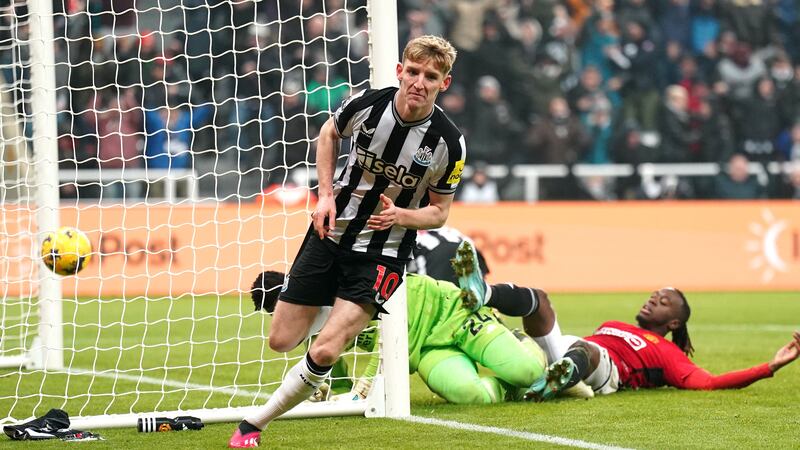 Anthony Gordon was on target as Newcastle beat Manchester United (Owen Humphreys/PA)