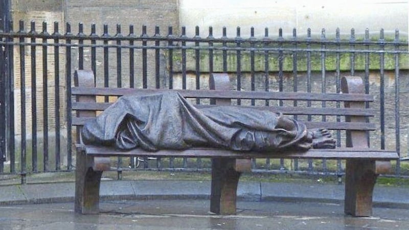 Homeless Jesus, a bronze sculpture by Canadian sculptor Timothy Schmalz. Picture from BBC via Pinterest 