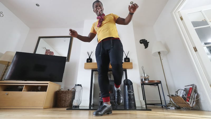 <span class="red">Cuthbert</span> Tura Arutura teaches his Irish dance class via Zoom at his Home in Ballygowan, Co Down. Picture by Niall Carson/PA Wire