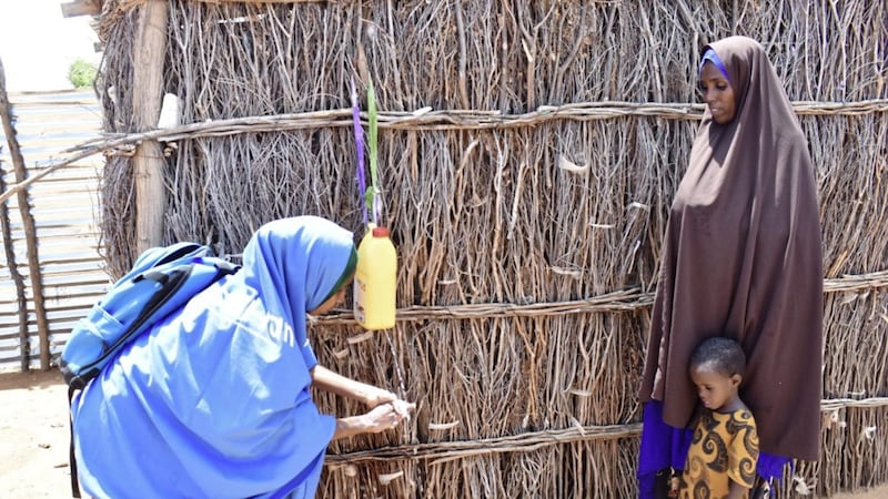 Last year 72 female community influencers in the Gedo region of Somalia went to every household, teaching appropriate hygiene practices to each family in their districts. Picture from Tr&oacute;caire