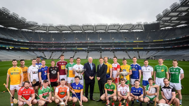 GAA president John Horan and GPA chief executive Paul Flynn helped launch the Joe McDonagh, Christy Ring, Nicky Rackard and Lory Meagher competitions yesterday. Picture by Sportsfile
