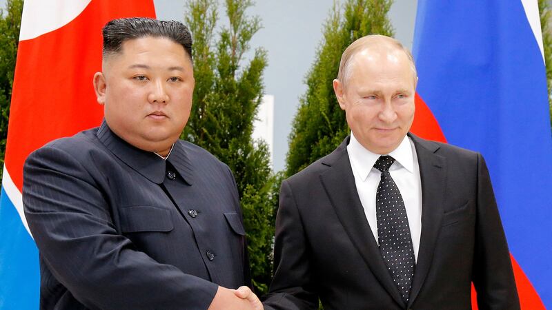 Russian President Vladimir Putin and North Korea’s leader Kim Jong Un (Alexander Zemlianichenko/AP)