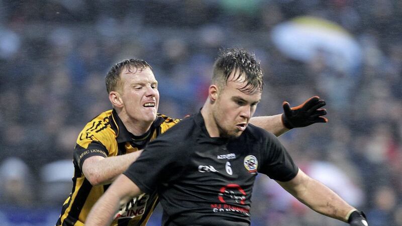 Darragh O&#39;Hanlon in action for Kilcoo in the Ulster Club Championship semi-final against Armagh champions Crossmaglen. Pic Philip Walsh. 
