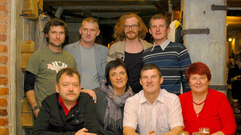 Guy pictured with 7 of his Latvian relatives:Back row, left to right: Guy Martin, Uldis Lejava, Uldis Kalns, Janis Benkis.Front row, left to right: Gatis Kidals, Olita Kalna, Maris Benkis, Aina Benke.  