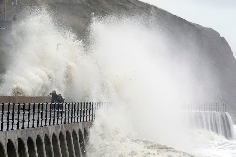The promenade in Folkestone, Kent in November 2023, as Storm Ciaran brought high winds and heavy rain along the south coast of England