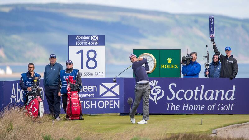 &nbsp;Italy's&nbsp;Matteo&nbsp;Manassero&nbsp;tees off at the 18th hole during day two of the Scottish Open at Castle Stuart Golf Links, Inverness<br />Picture by PA