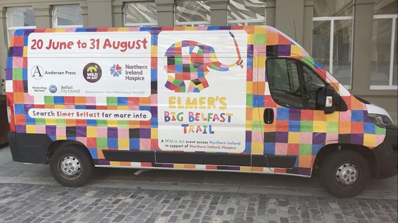 The uniquely decorated Elmer&rsquo;s will be positioned around key landmarks, streets, and open spaces in Belfast for ten weeks until 31st August. Picture by Joshua Murray&nbsp;