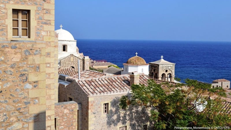 Monemvasia in Laconia in south-eastern Peloponnese is an impressive castle town, originally constructed in such a way to be invisible from the mainland to avoid enemy attacks. Picture by Greek National Tourism Organisation/E. Fili. 