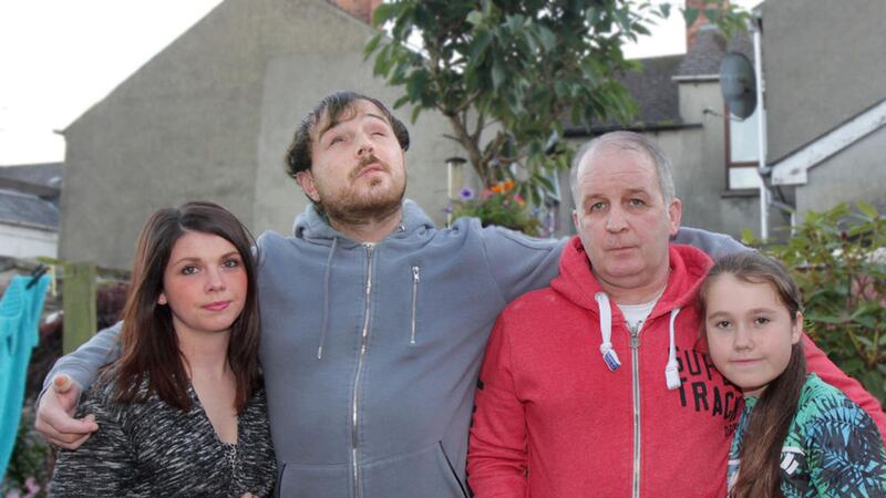 Sean Lynch together with his sister Kay, dad Damien and niece Ellie at home in Derry. Picture by Margaret McLaughlin 