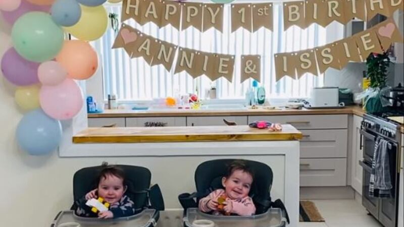 Twins Annabelle and Isabelle Bateson celebrating their first birthday. Picture from Facebook
