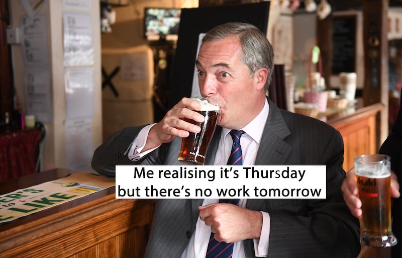 Nigel Farage drinking a pint