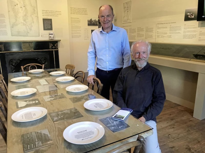 National Trust volunteers Fred Wray, seated, and John Orr at the new Mount Stewart exhibition 