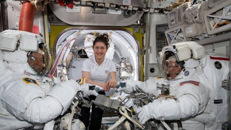 Women are discussing issues around male-focused equipment after the first all-female spacewalk was postponed ‘due in part to spacesuit availability’.
