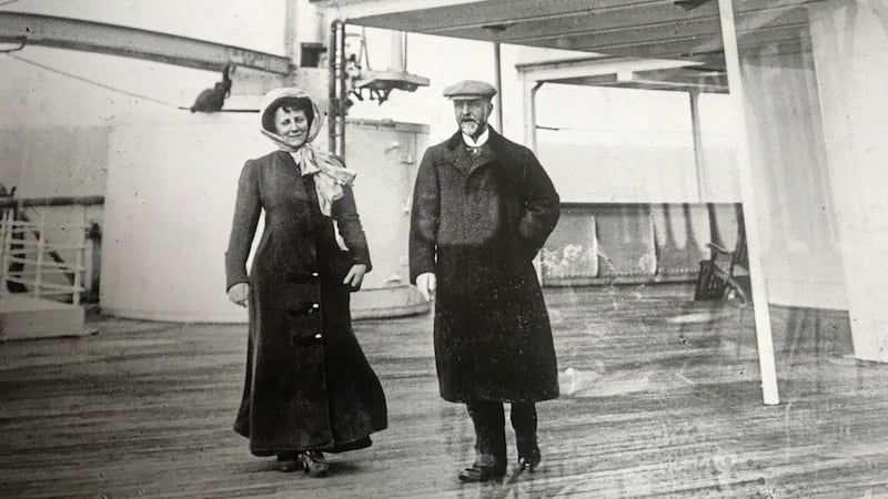 First Class passengers take the air on deck between Cherbourg and Queenstown, photographed by Irish Jesuit Fr Francis Browne. 