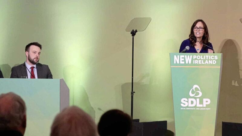 Nichola Mallon addresses the SDLP Conference. Picture by Declan Roughan 