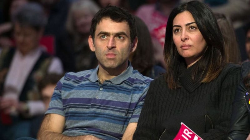 Ronnie O&#39;Sullivan and girlfriend Laila Rouass attend a Labour party rally in London last year 