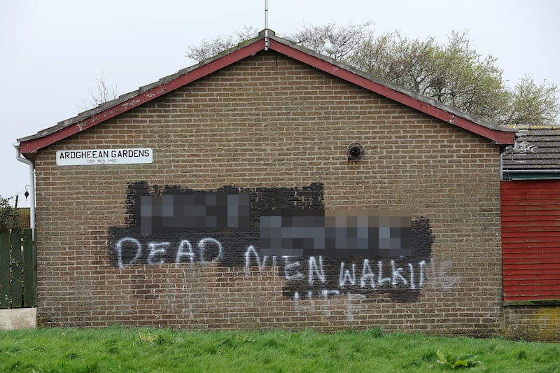 Death threat graffiti appeared in loyalist estates in Bangor.