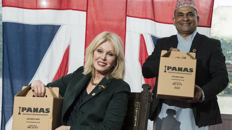 Joanna Lumley lent her support as Panas Gurkha owner Sujan Katuwal made the landmark delivery to the Royal Artillery Barracks in Greenwich.