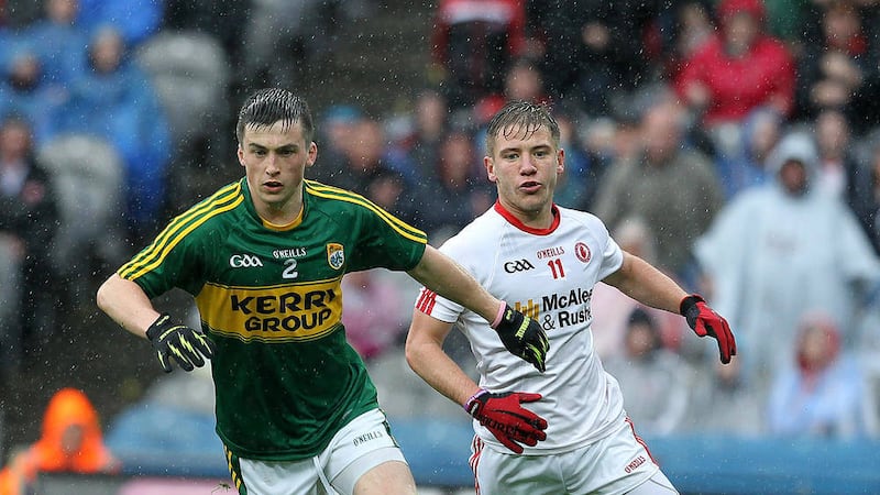 Mark Bradley (right) is one of several young forwards in the Tyrone attack <br />Picture: Philip Walsh