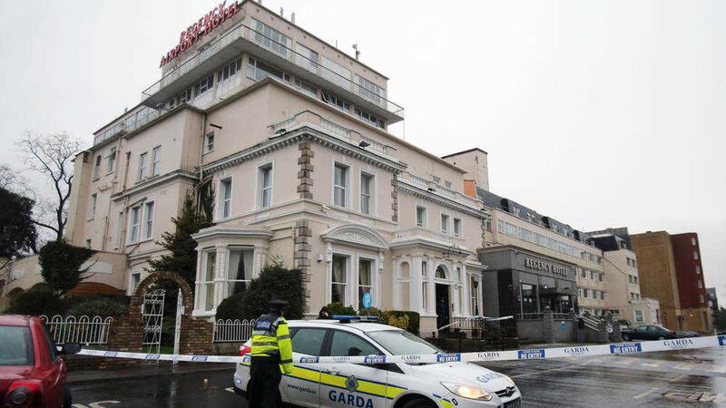 A Garda cordon outside the Regency Hotel in Dublin after the attack 