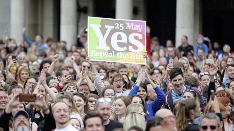 &#39;Yes&#39; campaigners celebrate the repeal of the 8th Amendment of the Irish Constitution which banned abortions unless a mother&#39;s life was in danger. Picture by Niall Carson, Press Association 