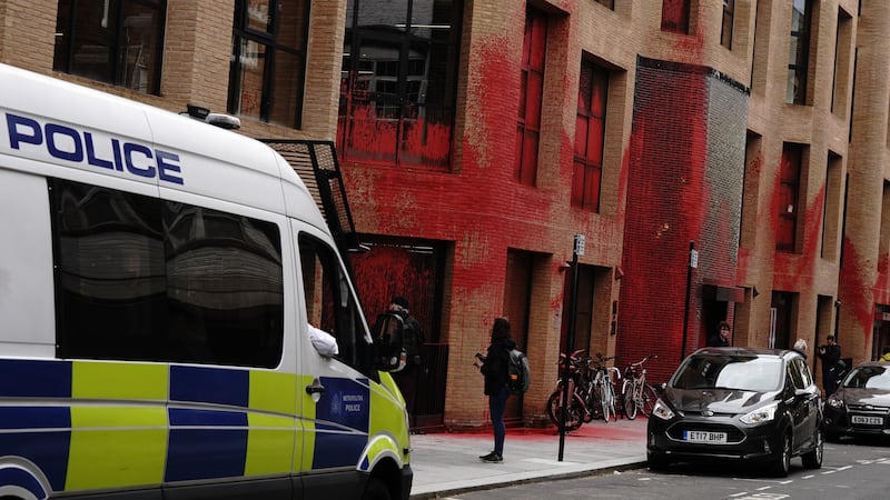Police outside the Labour Party headquarters in London