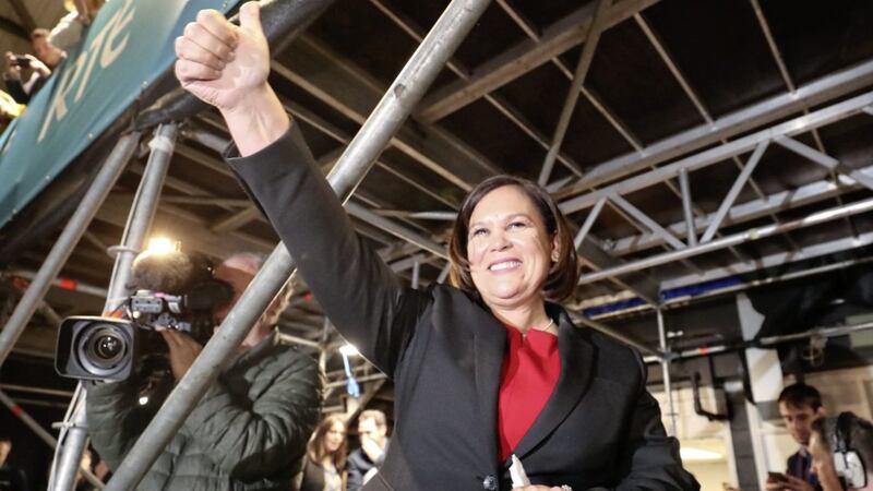 A jubilant Sinn F&eacute;in President Mary Lou McDonald at the RDS in Dublin. Picture by Niall Carson/PA Wire 