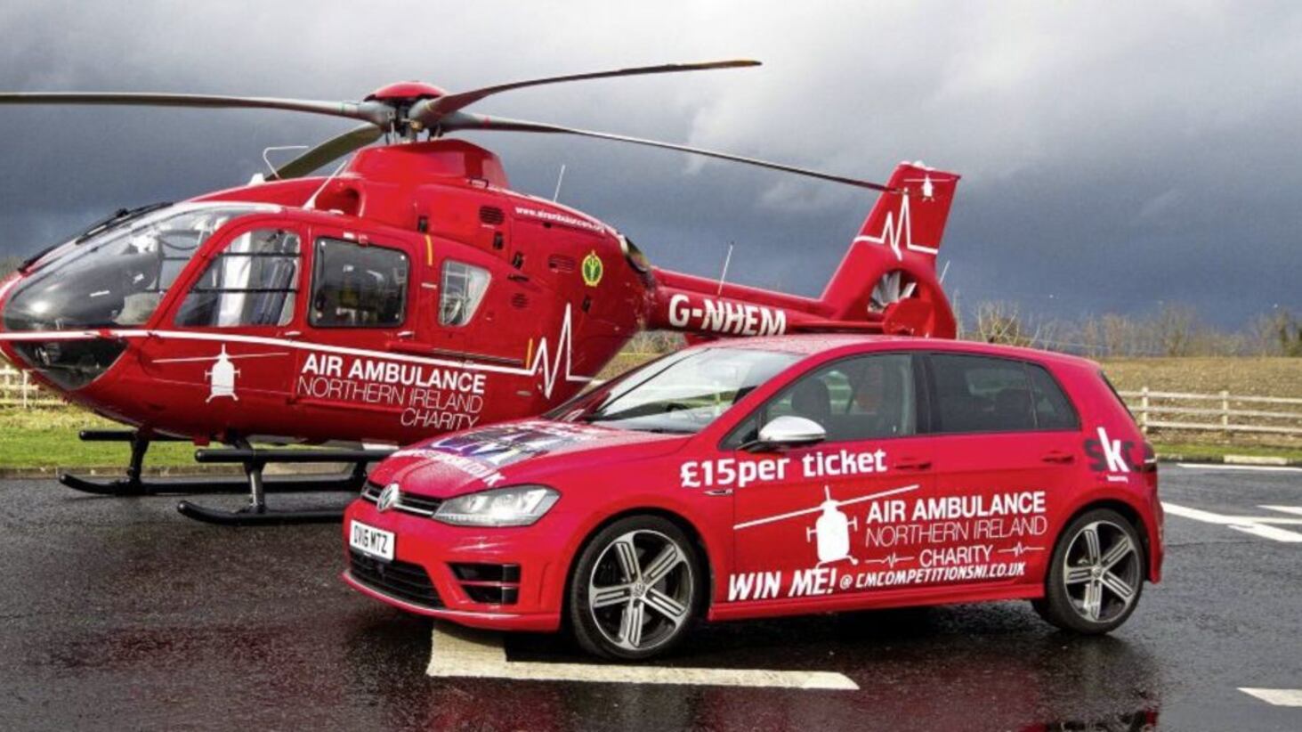 With the help of CM Competitions NI Ltd and 80 sponsors, a 2016 Volkswagen Golf R is up for grabs in a charity draw, with the net profits from ticket entries going to the Air Ambulance 