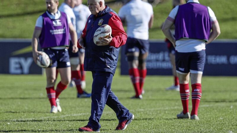 British and Irish Lions head coach Warren Gatland keeps an eye on things during a training session in Rotorua yesterday ahead of today&#39;s clash with the Maori All Blacks Picture: PA 