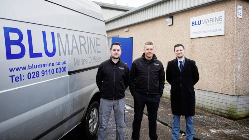 Pictured are:David Bingham, projects and logistics at Blu Marine; Darren Brown, senior project manager at Blu Marine; and Andrew Bowman, head of business investment and operations, Riverside Inverclyde. 