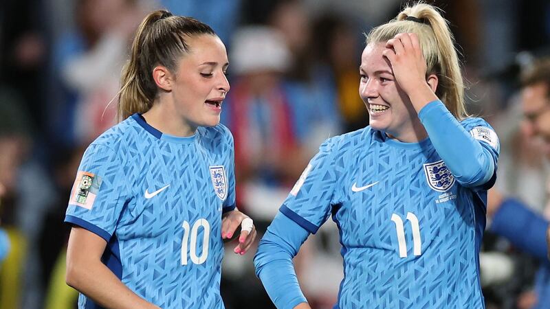 Ella Toone (left) and Lauren Hemp struck to send England into the World Cup final (Isabel Infantes/PA)