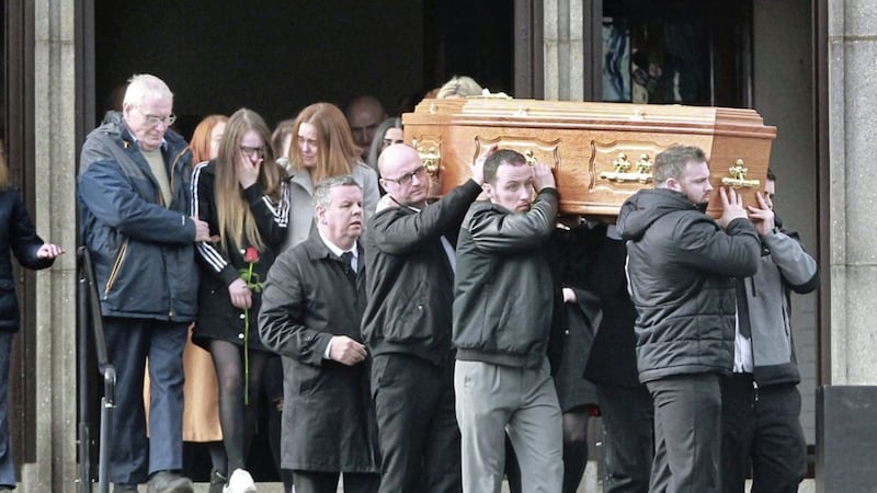 Funeral of Karol Kelly at St Marys Church in Derry on Sunday. Picture by Margaret McLaughlin  