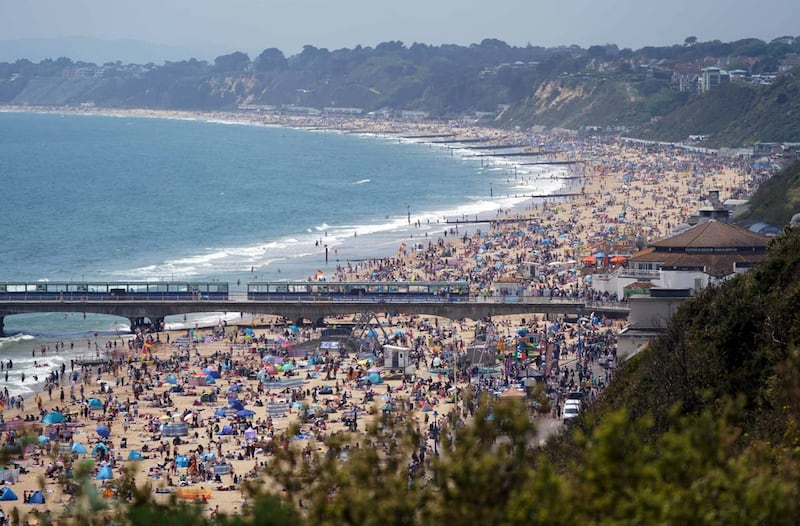 Crowds flocked to Bournemouth beach on Sunday