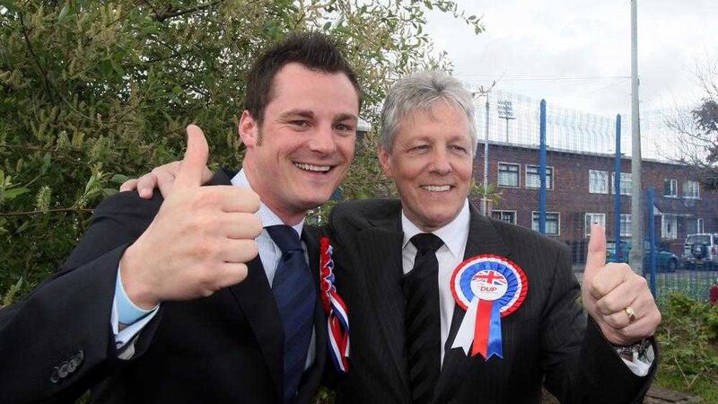 Lobbyist Gareth Robinson during his time as a councillor with his father and DUP leader Peter Robinson  