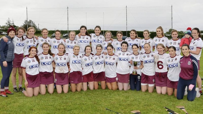 Slaughtneil celebrate after beating Swatragh during the Derry Senior Camogie Final replay at Bellaghy on Saturday. Picture Margaret McLaughlin 3-10-2020 
